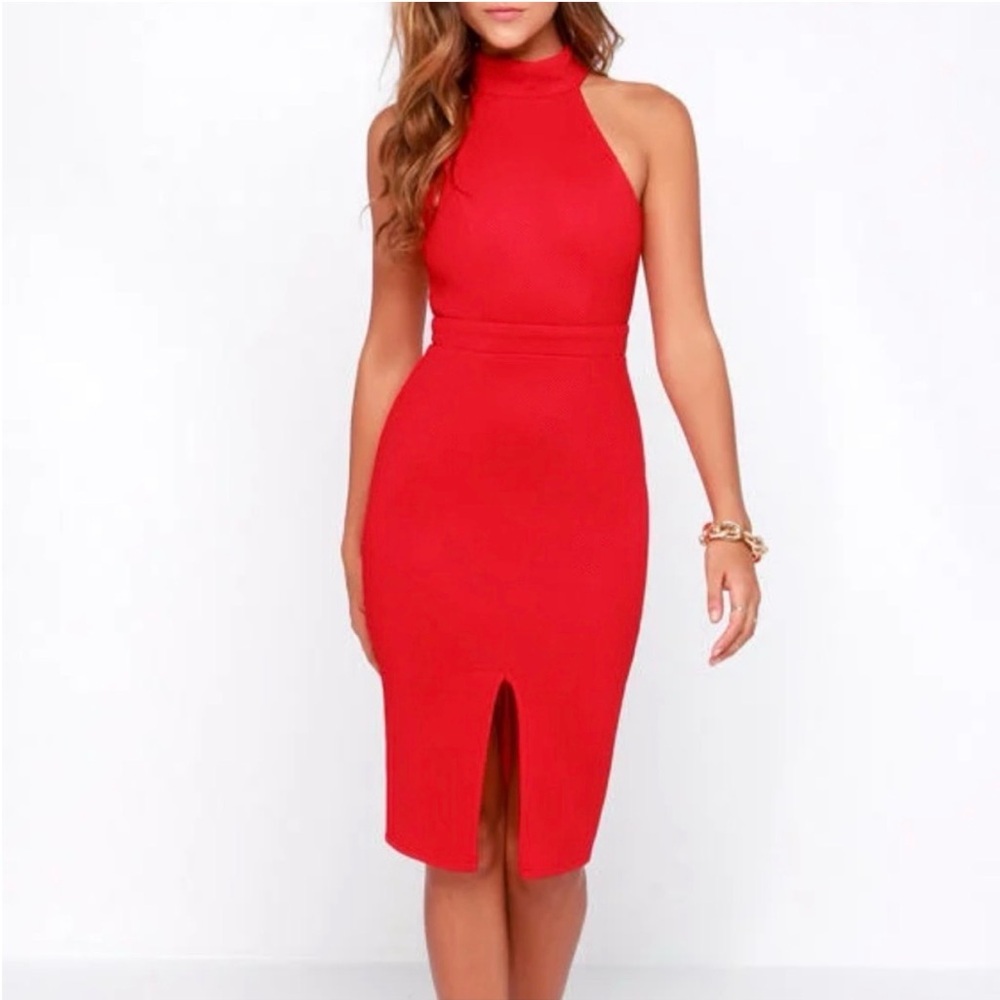 Lulu’s red high neck dress